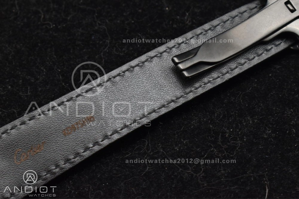 Santos de Cartier 40mm PVD BVF 1:1 Best Edition Black Dial on Black Leather Strap MIYOTA Snug 236
