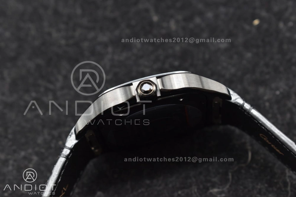 Santos de Cartier 40mm PVD BVF 1:1 Best Edition Black Dial on Black Leather Strap MIYOTA Snug 236