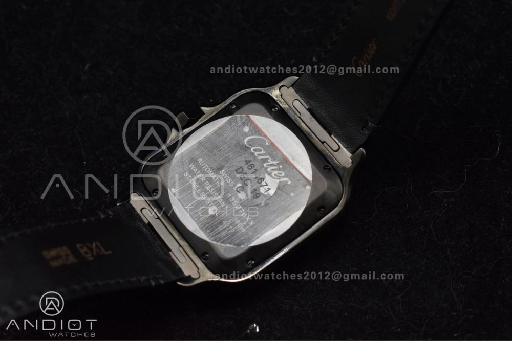 Santos de Cartier 40mm PVD BVF 1:1 Best Edition Black Dial on Black Leather Strap MIYOTA Snug 236