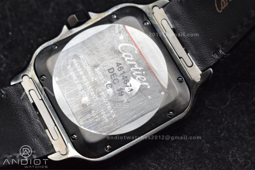Santos de Cartier 40mm PVD BVF 1:1 Best Edition Black Dial on Black Leather Strap MIYOTA Snug 236