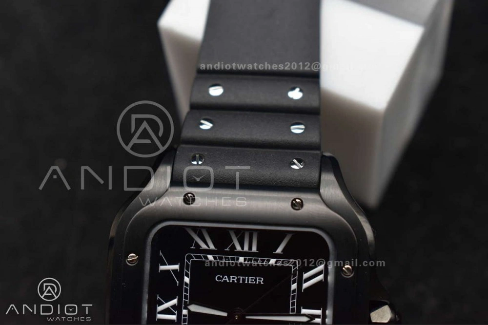 Santos de Cartier 40mm PVD BVF 1:1 Best Edition Black Dial on Rubber Strap MIYOTA Durable 232