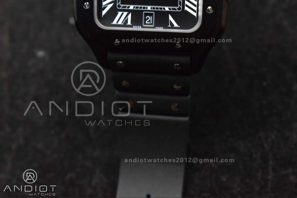 Santos de Cartier 40mm PVD BVF 1:1 Best Edition Black Dial on Rubber Strap MIYOTA Durable 232