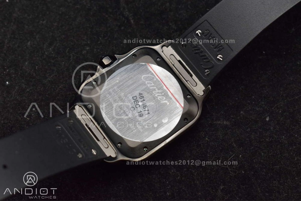 Santos de Cartier 40mm PVD BVF 1:1 Best Edition Black Dial on Rubber Strap MIYOTA Durable 232