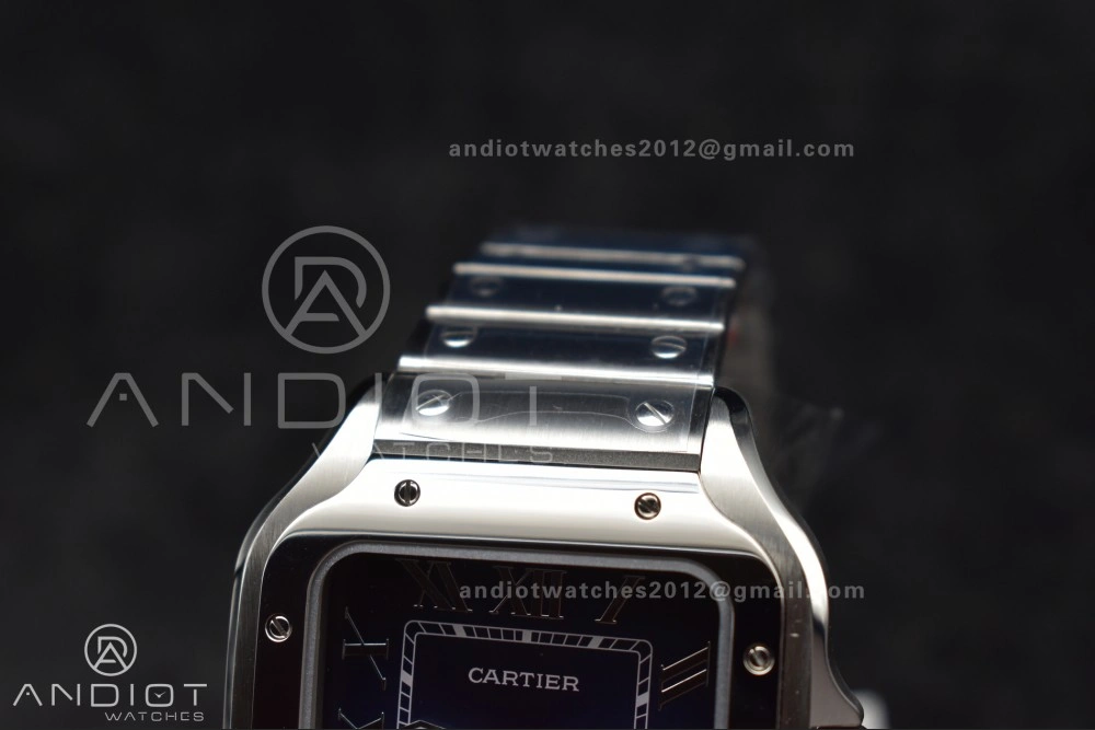 Affordable Santos de Cartier 40mm SS AF 1:1 Best Edition Blue Dial on SS Smart Links Bracelet MIYOTA 221