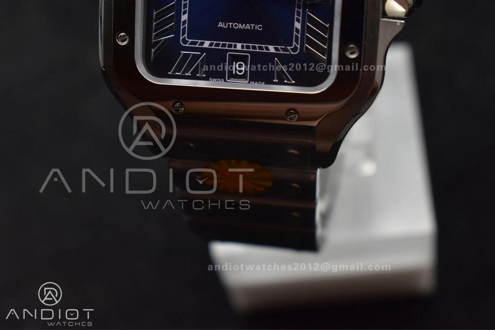 Affordable Santos de Cartier 40mm SS AF 1:1 Best Edition Blue Dial on SS Smart Links Bracelet MIYOTA 221