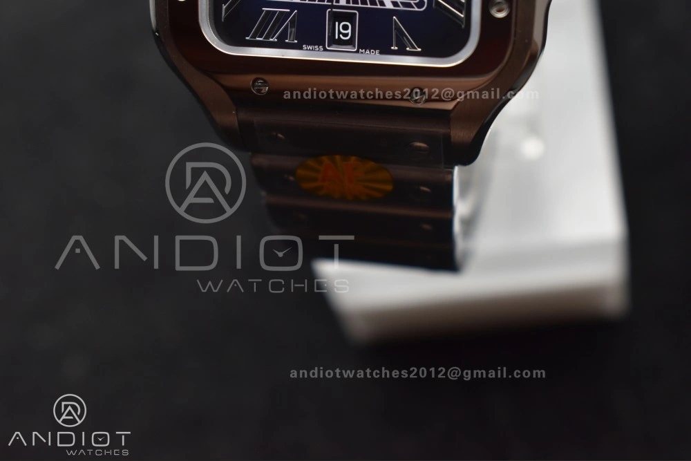 Affordable Santos de Cartier 40mm SS AF 1:1 Best Edition Blue Dial on SS Smart Links Bracelet MIYOTA 221