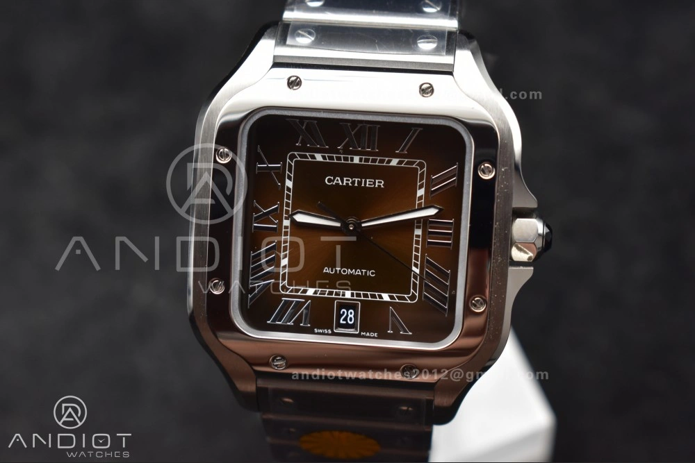 UrbanStyle Santos de Cartier 40mm SS AF 1:1 Best Edition Brown Dial on SS Smart Links Bracelet MIYOTA 238