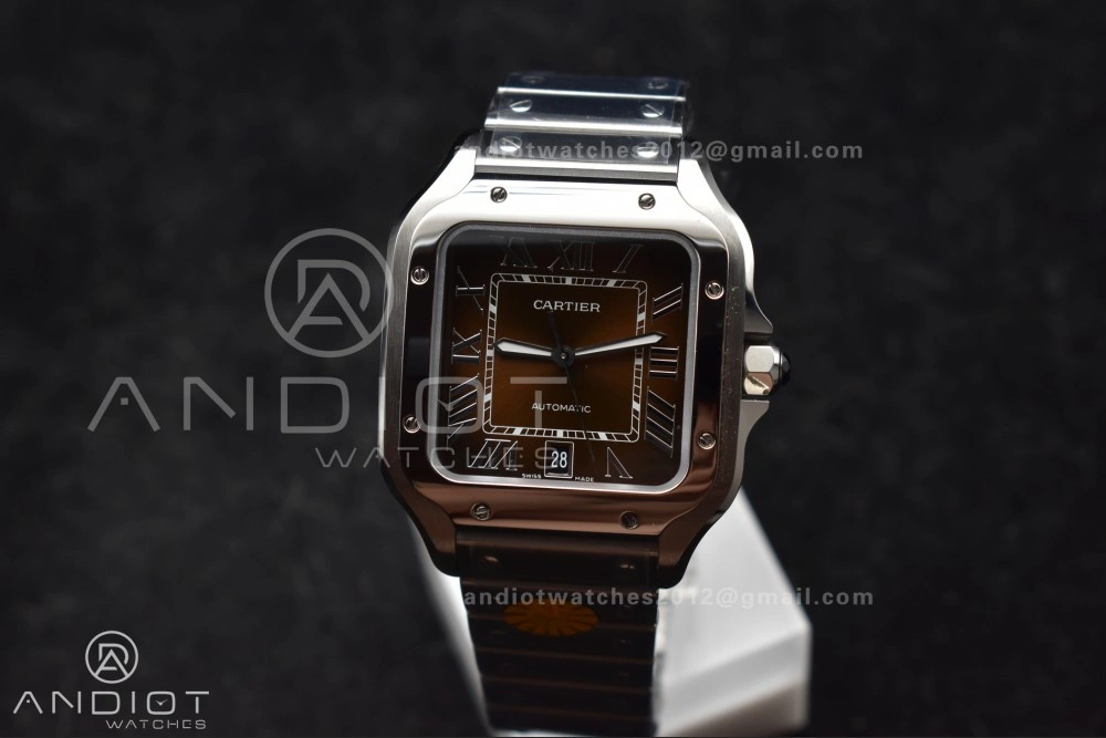 UrbanStyle Santos de Cartier 40mm SS AF 1:1 Best Edition Brown Dial on SS Smart Links Bracelet MIYOTA 238