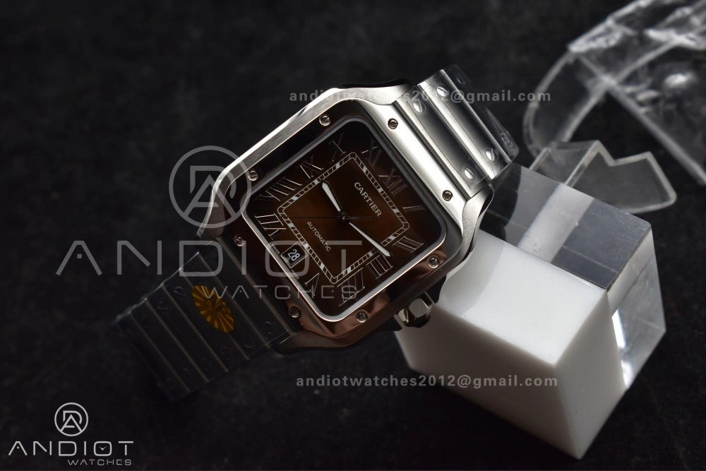 UrbanStyle Santos de Cartier 40mm SS AF 1:1 Best Edition Brown Dial on SS Smart Links Bracelet MIYOTA 238