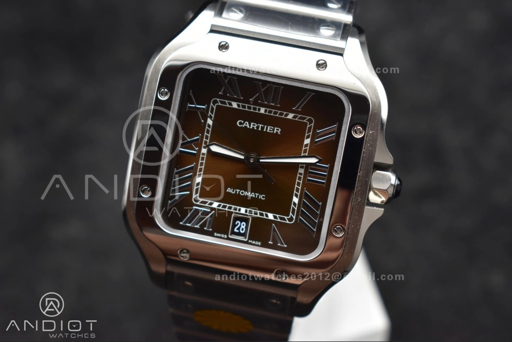 UrbanStyle Santos de Cartier 40mm SS AF 1:1 Best Edition Brown Dial on SS Smart Links Bracelet MIYOTA 238