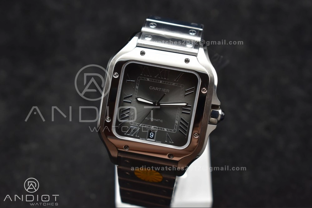 Santos de Cartier 40mm SS AF 1:1 Best Edition Gray Dial on SS Smart Links Bracelet MIYOTA Tailored 239
