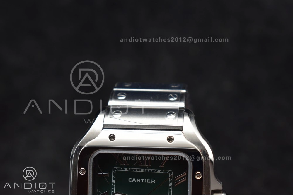 TopPick Santos de Cartier 40mm SS AF 1:1 Best Edition Green Dial on SS Smart Links Bracelet MIYOTA 241