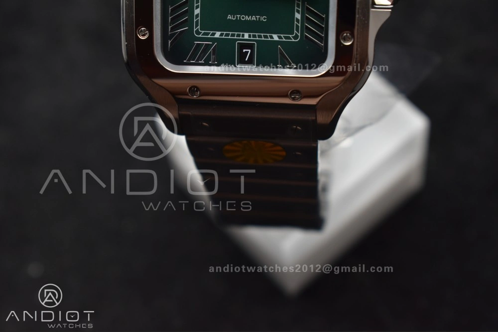 TopPick Santos de Cartier 40mm SS AF 1:1 Best Edition Green Dial on SS Smart Links Bracelet MIYOTA 241