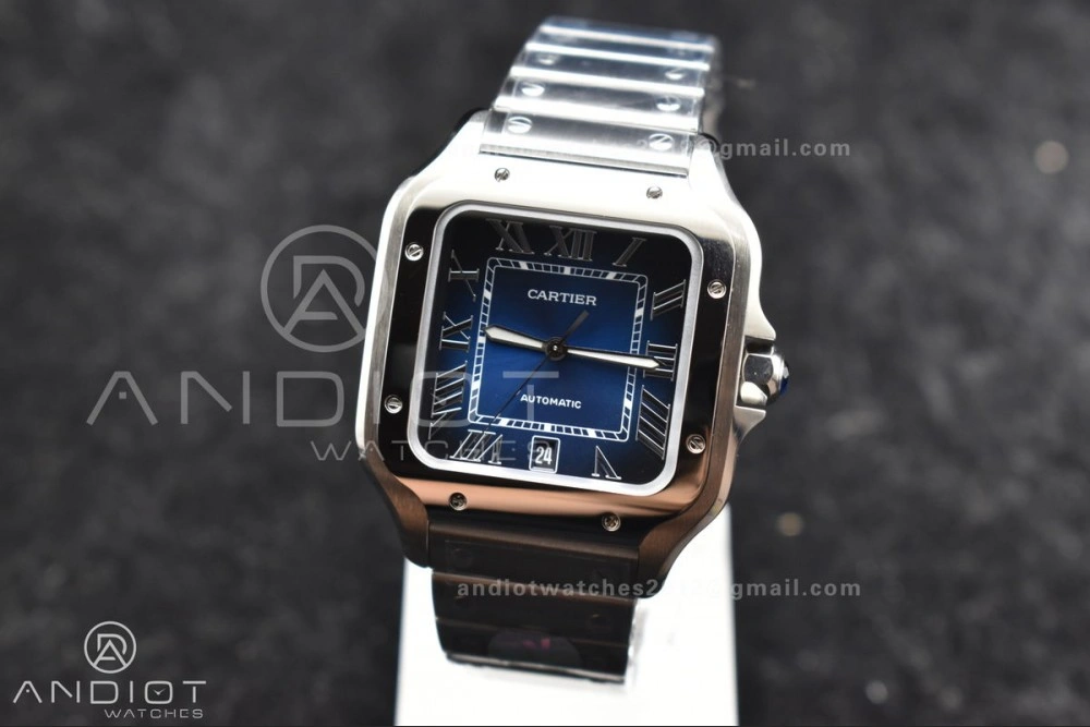Santos de Cartier 40mm SS BVF 1:1 Best Edition Blue Dial on SS SmartLinks Bracelet MIYOTA 9015 V TechFriendly 240