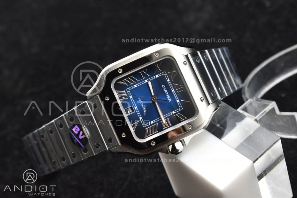 Santos de Cartier 40mm SS BVF 1:1 Best Edition Blue Dial on SS SmartLinks Bracelet MIYOTA 9015 V TechFriendly 240