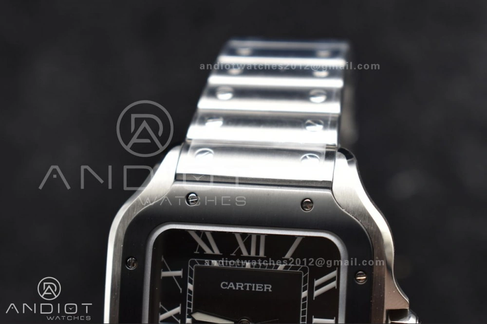 Santos de Cartier 40mm SS BVF 1:1 Best Edition Gray Dial Black Bezel on SS Bracelet MIYOTA SmartChoice 1050