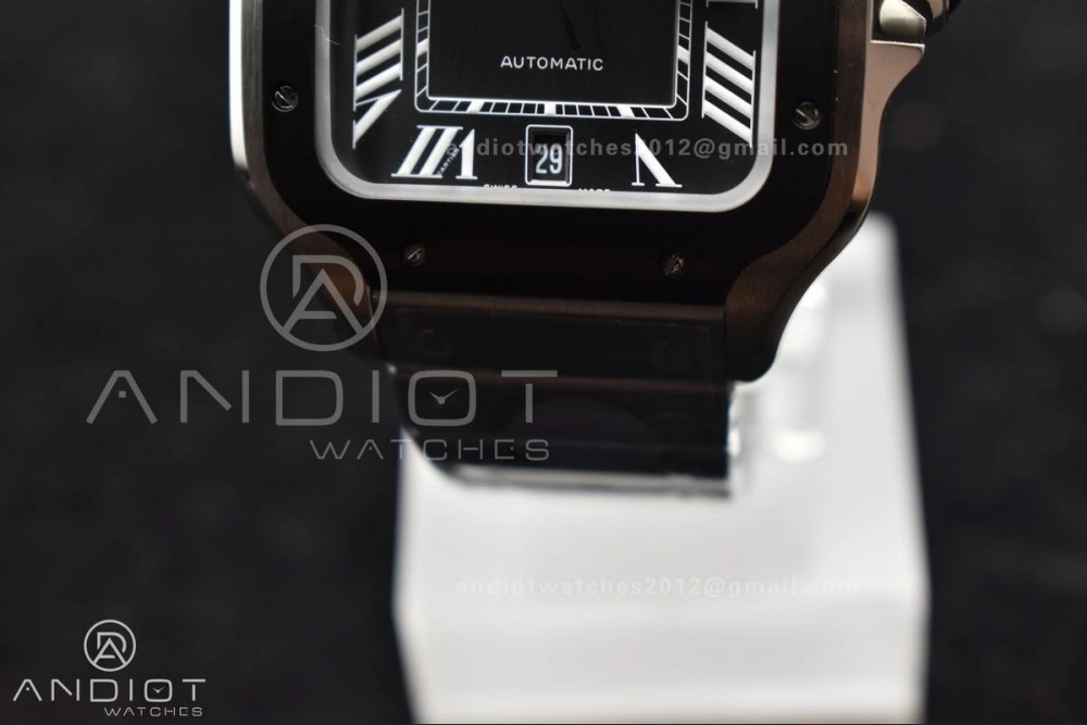 Santos de Cartier 40mm SS BVF 1:1 Best Edition Gray Dial Black Bezel on SS Bracelet MIYOTA SmartChoice 1050