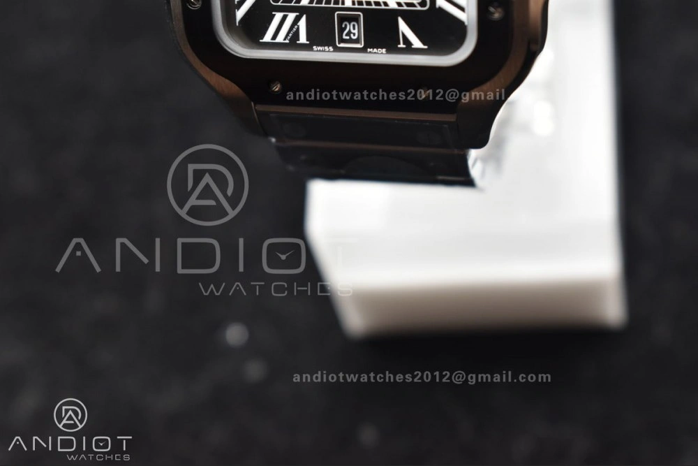 Santos de Cartier 40mm SS BVF 1:1 Best Edition Gray Dial Black Bezel on SS Bracelet MIYOTA SmartChoice 1050