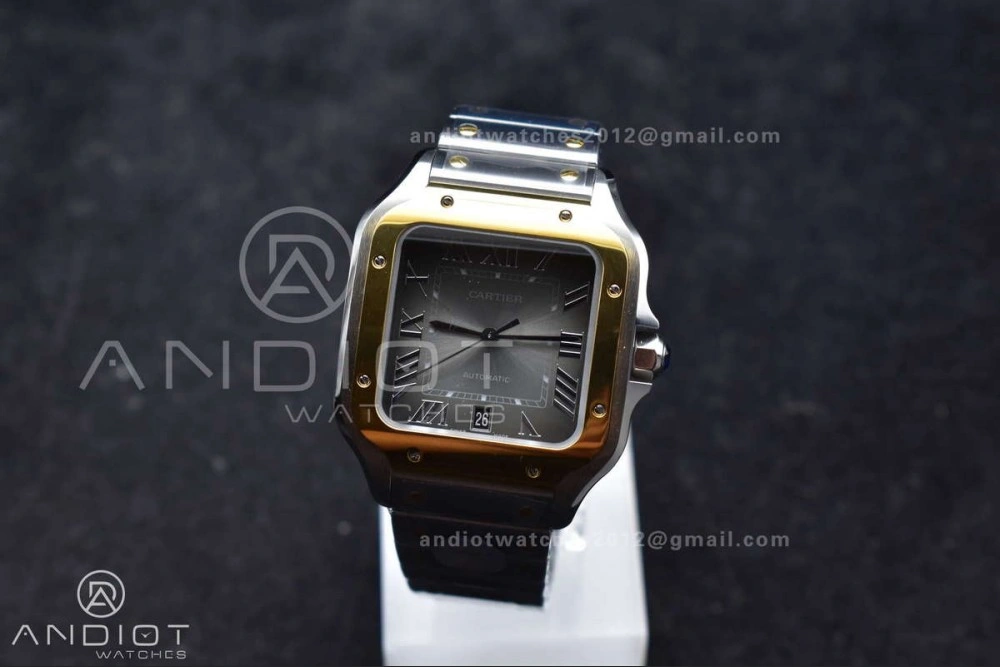 Santos de Cartier 40mm SS YG BVF 1:1 Best Edition Gray Dial on SS YG SmartLinks Bracelet MIYOTA SmoothTexture 245