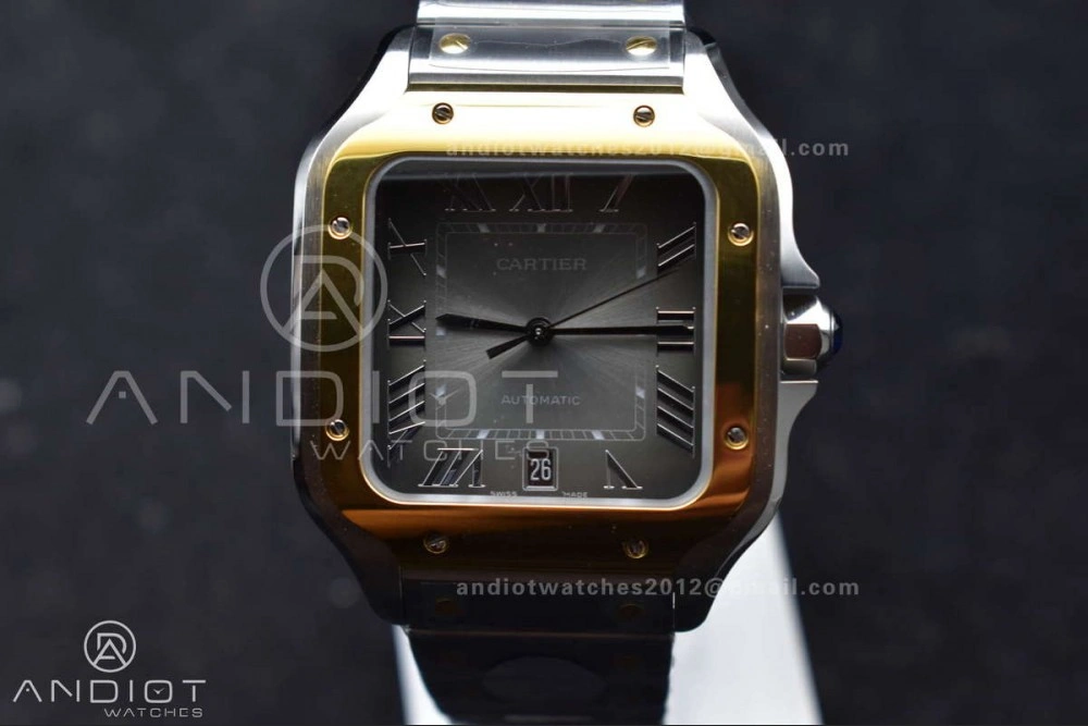 Santos de Cartier 40mm SS YG BVF 1:1 Best Edition Gray Dial on SS YG SmartLinks Bracelet MIYOTA SmoothTexture 245