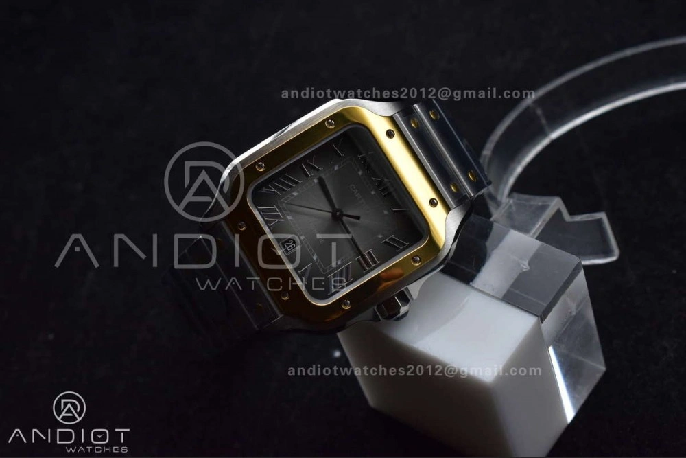 Santos de Cartier 40mm SS YG BVF 1:1 Best Edition Gray Dial on SS YG SmartLinks Bracelet MIYOTA SmoothTexture 245