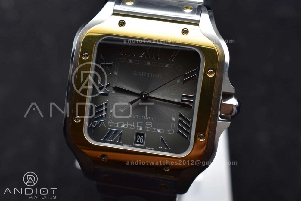 Santos de Cartier 40mm SS YG BVF 1:1 Best Edition Gray Dial on SS YG SmartLinks Bracelet MIYOTA SmoothTexture 245