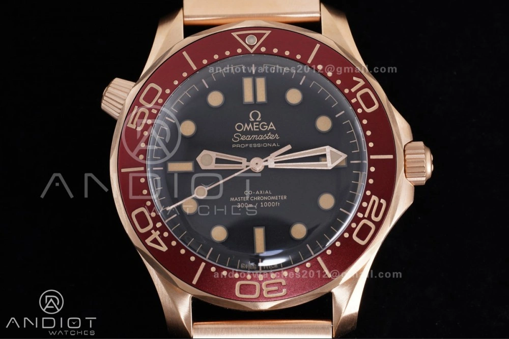 Seamaster 300M Diver Rose Gold VSF 1:1 Best Edition Black Dial on Mesh Bracelet A NewStyle 65