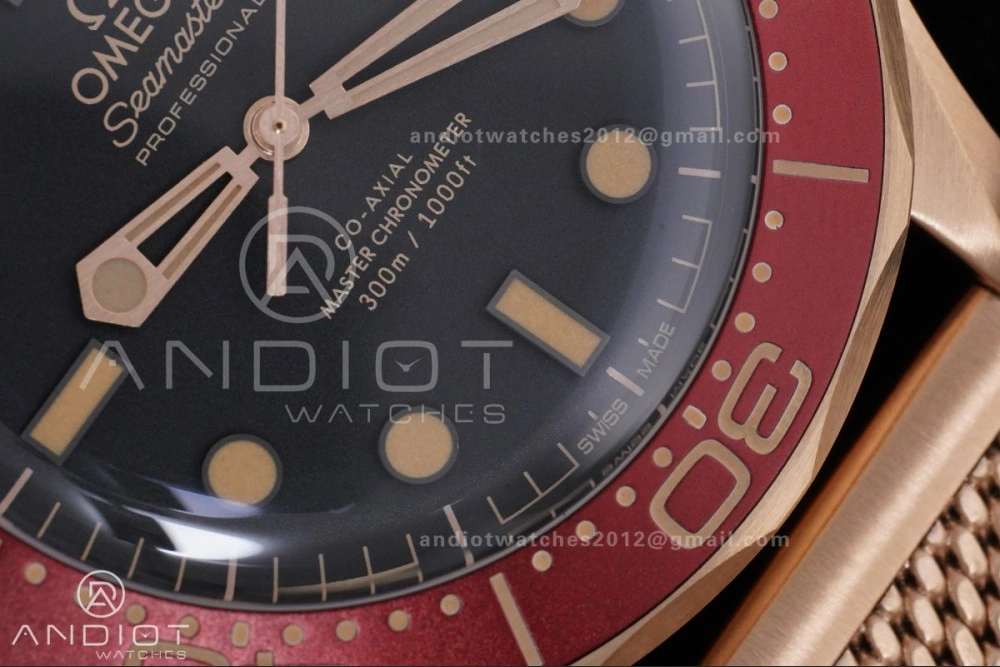 Seamaster 300M Diver Rose Gold VSF 1:1 Best Edition Black Dial on Mesh Bracelet A NewStyle 65