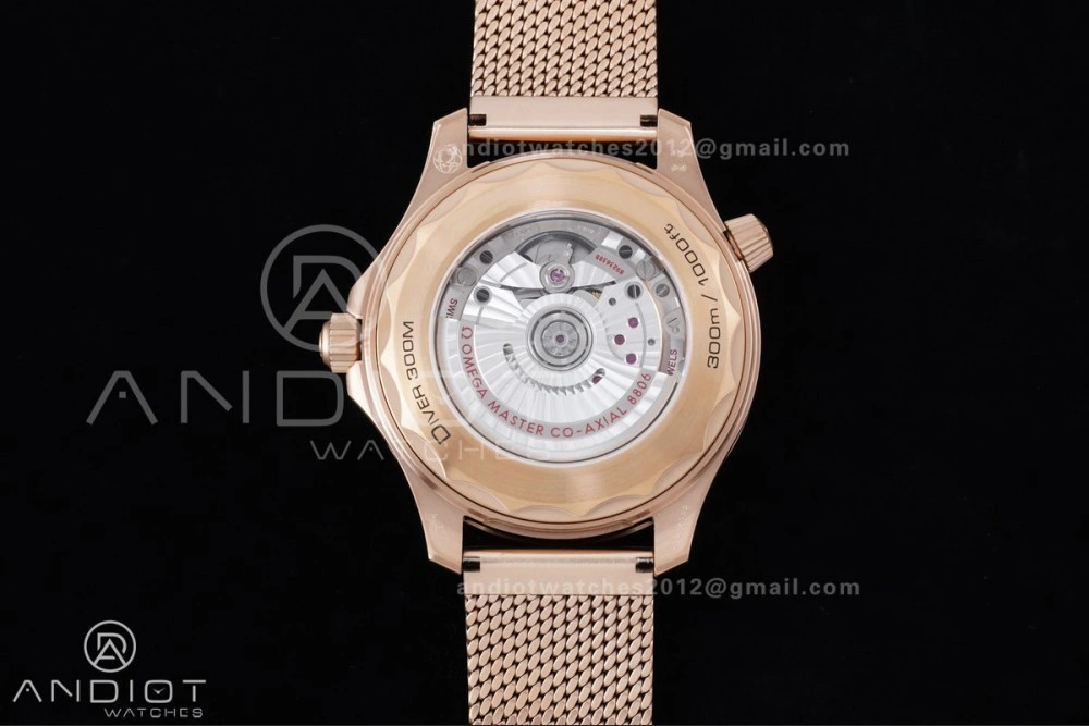 Seamaster 300M Diver Rose Gold VSF 1:1 Best Edition Black Dial on Mesh Bracelet A NewStyle 65