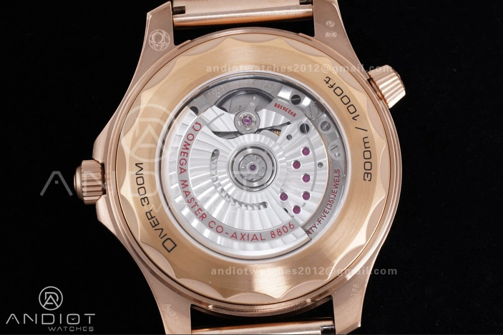 Seamaster 300M Diver Rose Gold VSF 1:1 Best Edition Black Dial on Mesh Bracelet A NewStyle 65