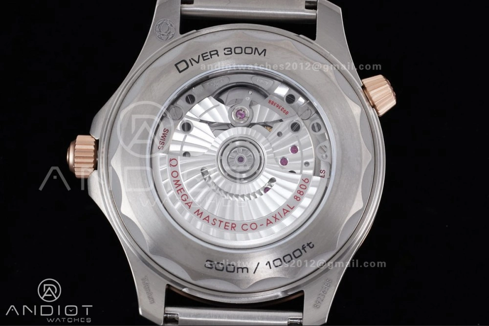 FlexibleFit Seamaster 300M Diver Rose Gold VSF 1:1 Best Edition Green Dial on Mesh Bracelet A 64