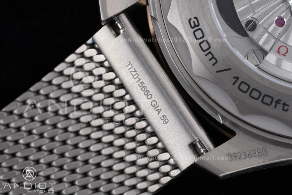 FlexibleFit Seamaster 300M Diver Rose Gold VSF 1:1 Best Edition Green Dial on Mesh Bracelet A 64