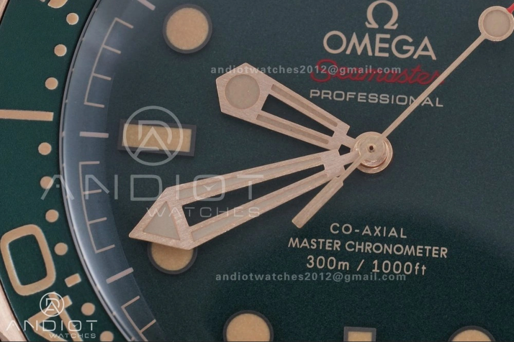 FlexibleFit Seamaster 300M Diver Rose Gold VSF 1:1 Best Edition Green Dial on Mesh Bracelet A 64