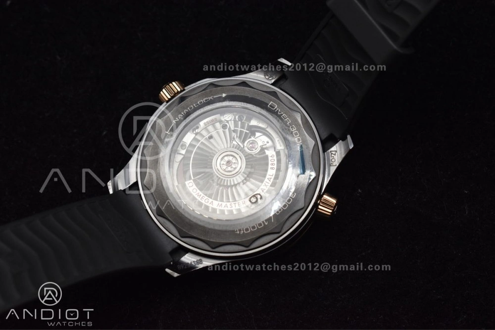 Seamaster 300m 43.5mm Black Ceramic VSF 1:1 Best Edition Black Dial RG Bezel on Black Rubber Strap A Trendsetting 1070