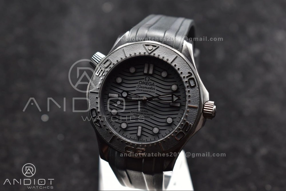 Seamaster 300m 43.5mm Black Ceramic VSF 1:1 Best Edition Black Dial on Black Rubber Strap A Tailored 58