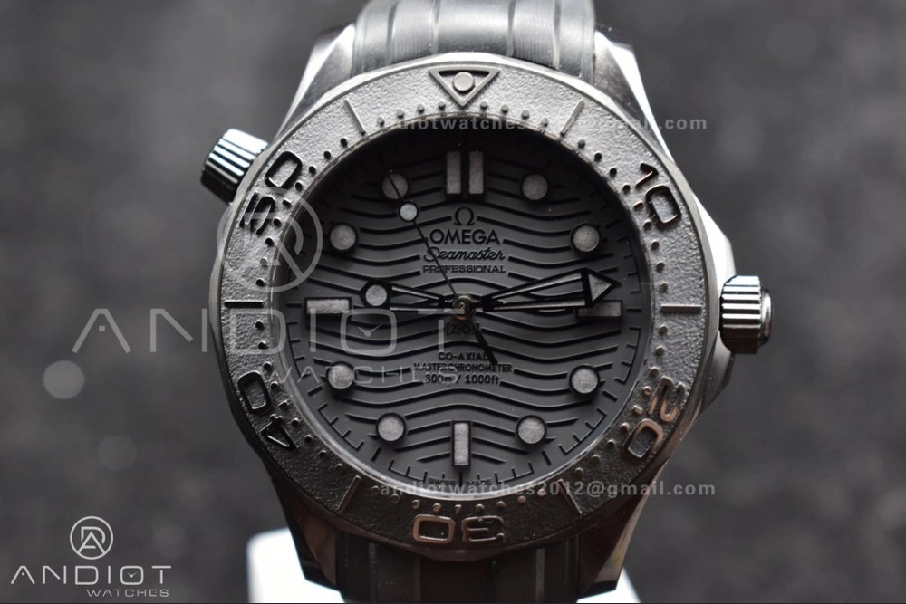 QuickDry Seamaster 300m 43.5mm Black Ceramic VSF 1:1 Best Edition Black Dial on Black Rubber Strap A 1066