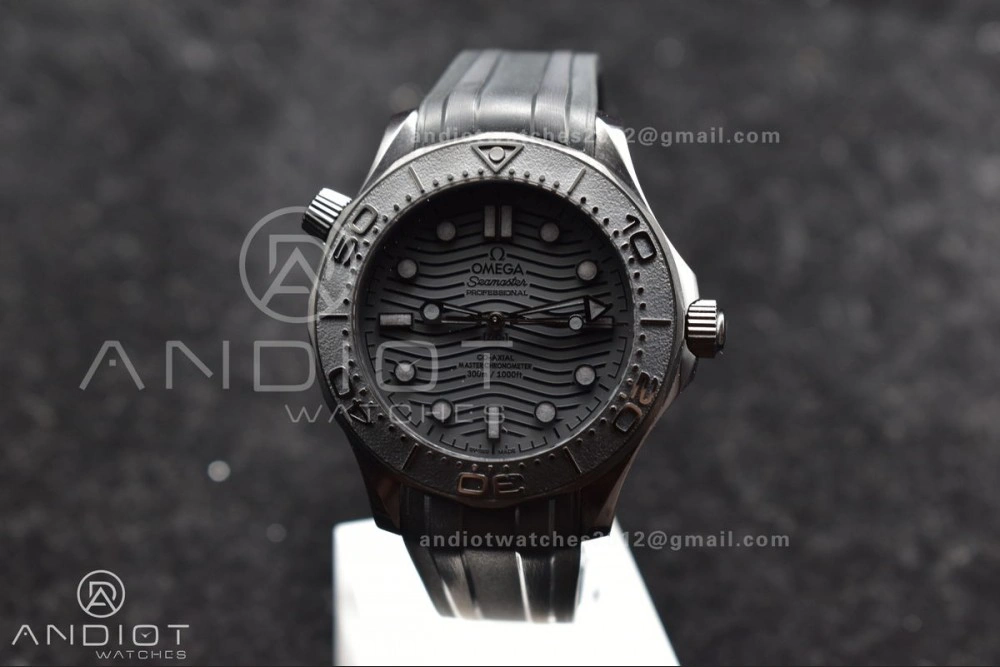 QuickDry Seamaster 300m 43.5mm Black Ceramic VSF 1:1 Best Edition Black Dial on Black Rubber Strap A 1066