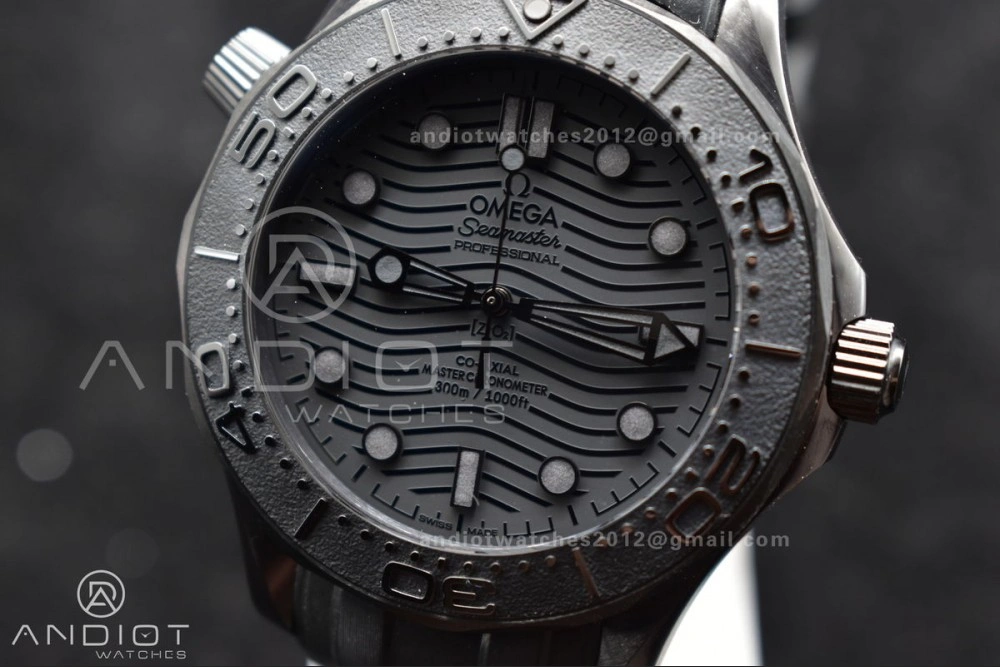 QuickDry Seamaster 300m 43.5mm Black Ceramic VSF 1:1 Best Edition Black Dial on Black Rubber Strap A 1066