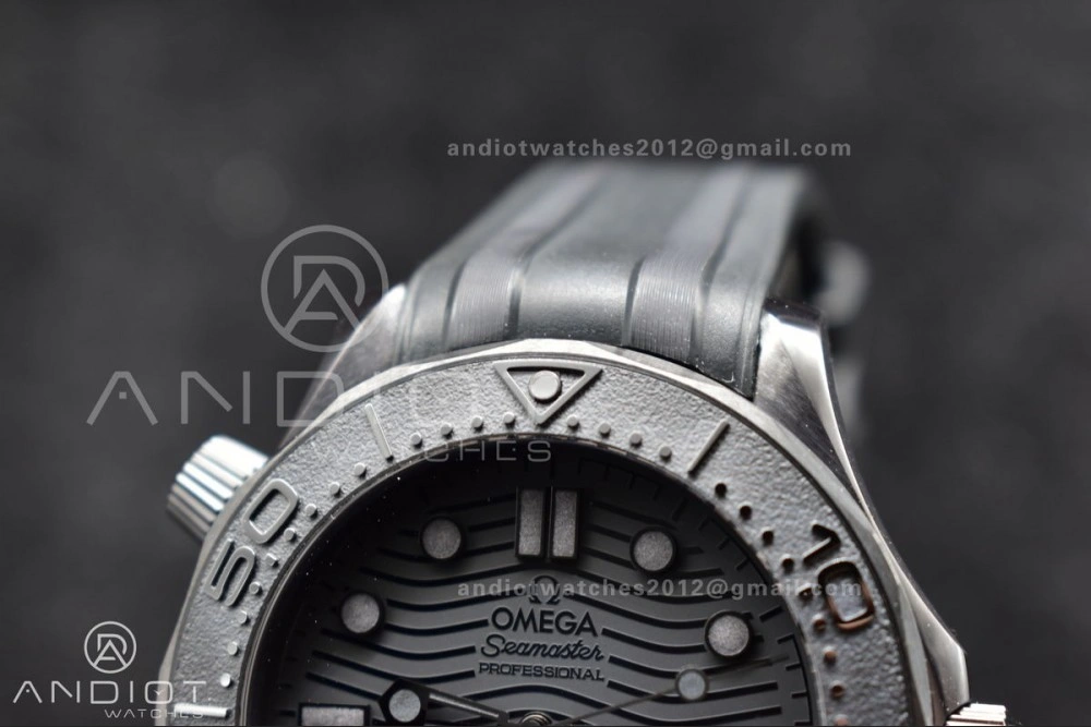 QuickDry Seamaster 300m 43.5mm Black Ceramic VSF 1:1 Best Edition Black Dial on Black Rubber Strap A 1066