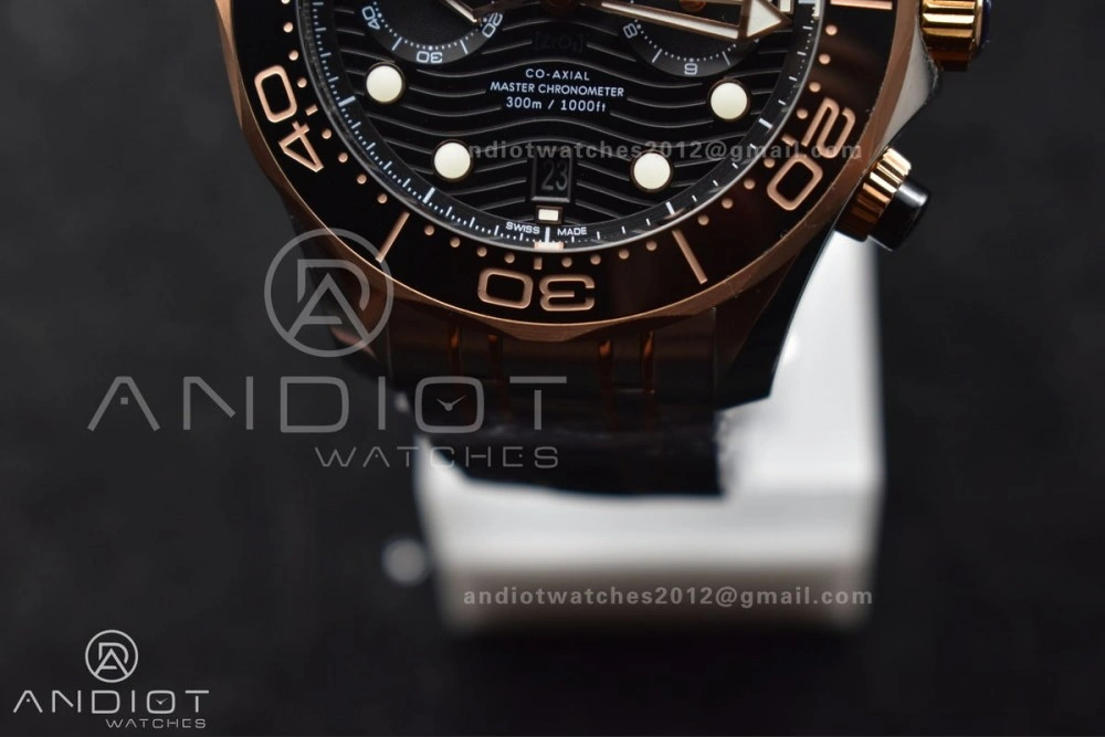 Durable Seamaster 300m Chrono SS RG OMF 1:1 Best Edition Black Dial on SS Strap A 63