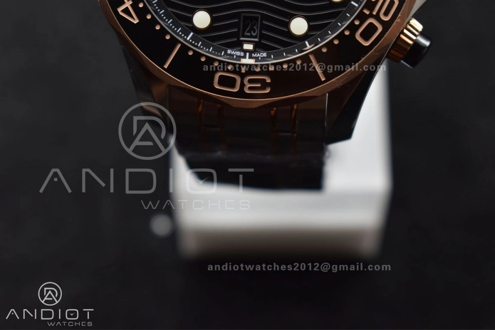 Durable Seamaster 300m Chrono SS RG OMF 1:1 Best Edition Black Dial on SS Strap A 63