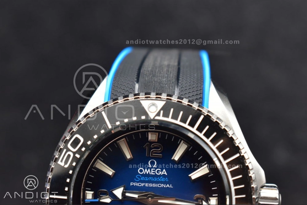 Functional Seamaster 6000M Ultra Deep SS TF 1:1 Best Edition Blue Dial Black Ceramic Bezel on Black Rubber Strap A 75