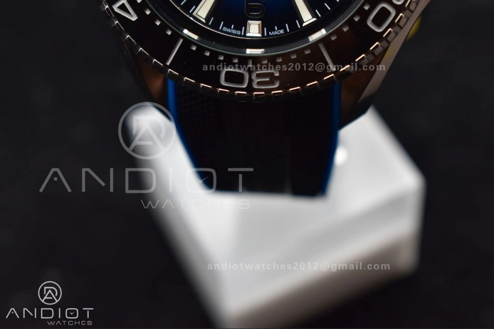 Functional Seamaster 6000M Ultra Deep SS TF 1:1 Best Edition Blue Dial Black Ceramic Bezel on Black Rubber Strap A 75