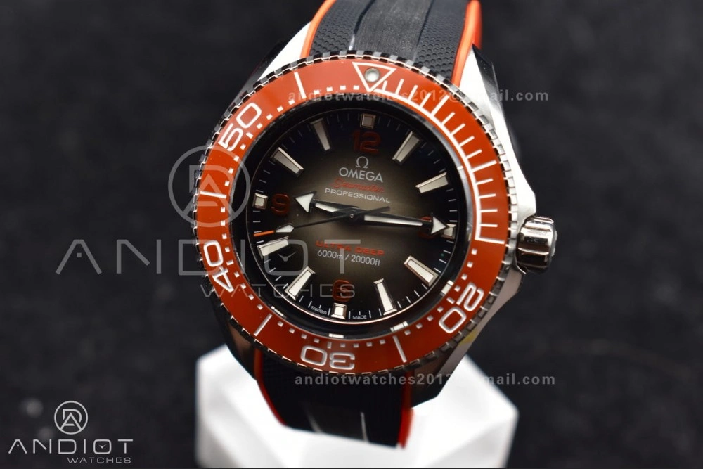 SoftTouch Seamaster 6000M Ultra Deep SS TF 1:1 Best Edition Gray Dial Orange Ceramic Bezel on Black Rubber Strap A 1075