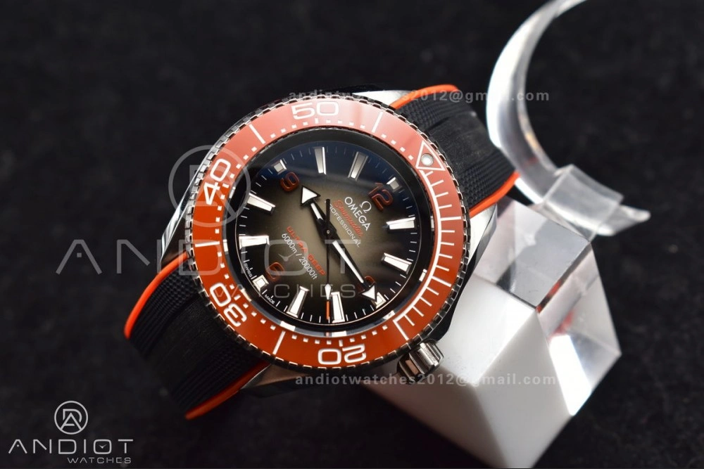SoftTouch Seamaster 6000M Ultra Deep SS TF 1:1 Best Edition Gray Dial Orange Ceramic Bezel on Black Rubber Strap A 1075