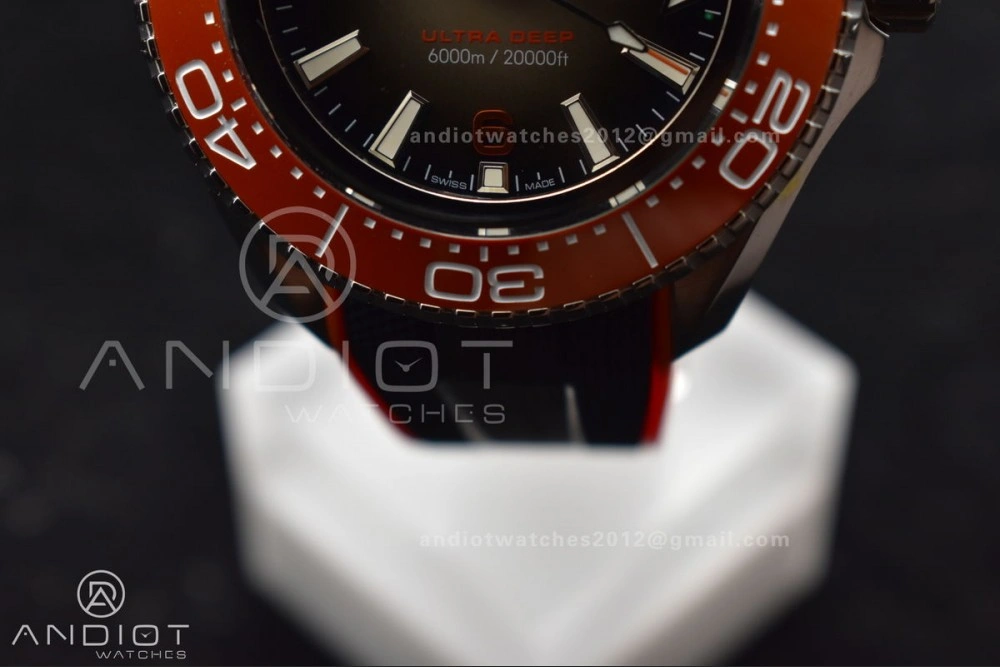 SoftTouch Seamaster 6000M Ultra Deep SS TF 1:1 Best Edition Gray Dial Orange Ceramic Bezel on Black Rubber Strap A 1075