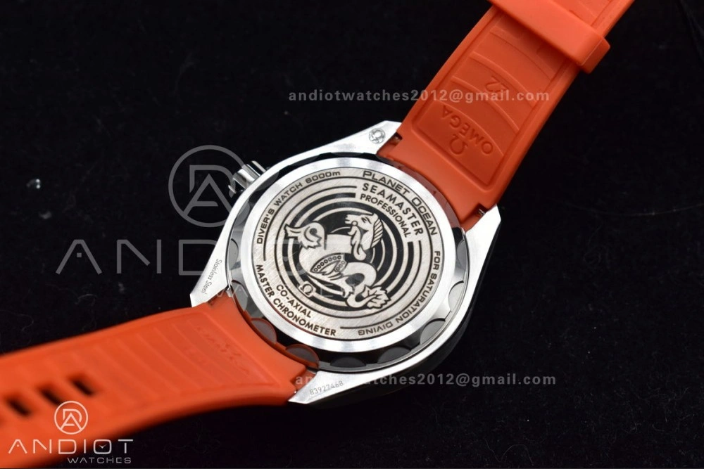 SoftTouch Seamaster 6000M Ultra Deep SS TF 1:1 Best Edition Gray Dial Orange Ceramic Bezel on Black Rubber Strap A 1075