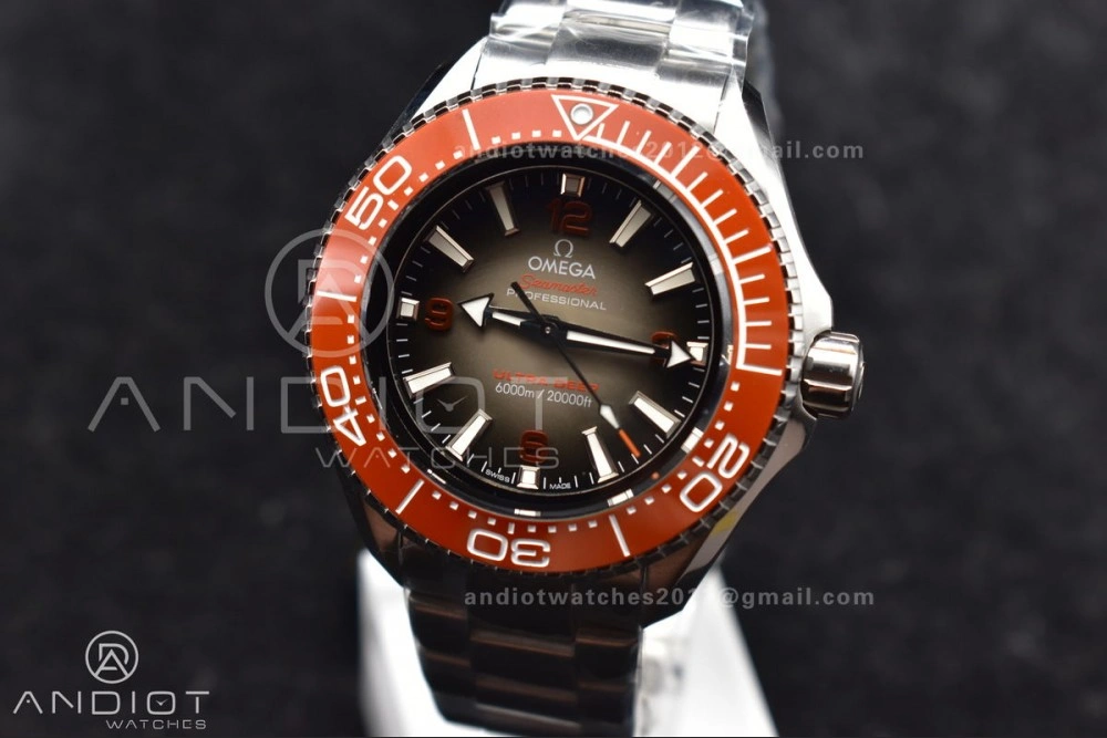 Seamaster 6000M Ultra Deep SS TF 1:1 Best Edition Gray Dial Orange Ceramic Bezel on SS Bracelet A Neat 67