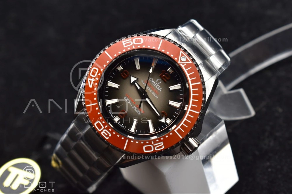 Seamaster 6000M Ultra Deep SS TF 1:1 Best Edition Gray Dial Orange Ceramic Bezel on SS Bracelet A Neat 67