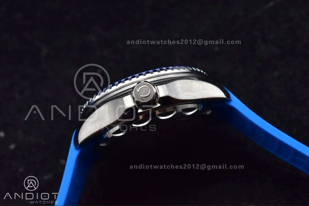 GoodFit Seamaster 6000M Ultra Deep SS TF 1:1 Best Edition White Dial Blue Ceramic Bezel on Black Rubber Strap A 1078